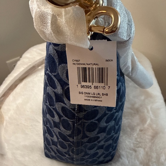 New!  Laurel Large Shoulder Bag In Signature Denim - Picture 7 of 8